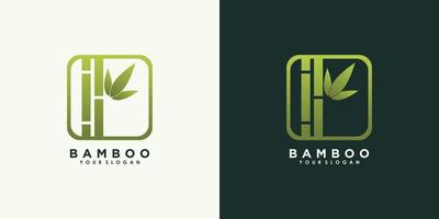 Bambus- und Blatt-Logo-Design mit kreativem Konzept-Premium-Vektor vektor