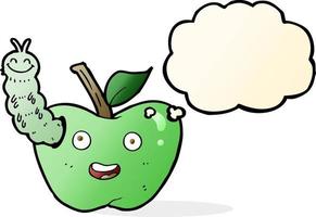 Cartoon-Apfel mit Fehler mit Gedankenblase vektor