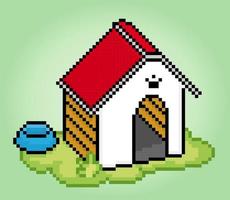 8-Bit-Pixelhaus für Hunde. Barkitecture für Spielinhalte und Kreuzstiche in Vektorgrafiken. vektor