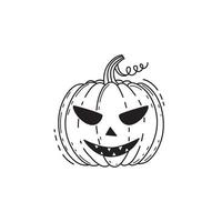 Doodle-Zeichnung eines gruseligen Halloween-Kürbis vektor