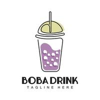 Boba-Drink-Logo-Design, moderner Geleegetränk-Blasenvektor, Boba-Drink-Markenglasillustration vektor