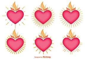 Vektor uppsättning av heliga hjärta ikoner