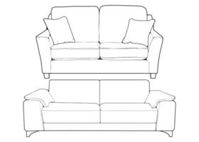 set off sofa oder couch line art illustrator. umriss möbel für wohnzimmer. Vektor-Illustration. vektor