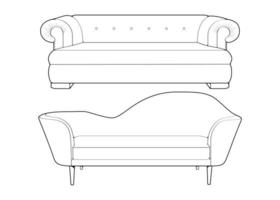 set off sofa oder couch line art illustrator. umriss möbel für wohnzimmer. Vektor-Illustration. vektor