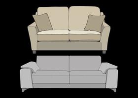 Sofa- oder Couchfarbblockillustrator. Farbblockmöbel für das Wohnzimmer. Vektor-Illustration. vektor