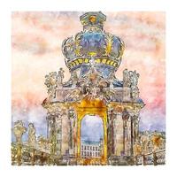 Dresden Tyskland akvarell skiss handritad illustration vektor
