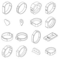 Symbole für Fitness-Armbänder setzen Vektorumrisse vektor