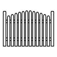 Symbol Zaun Vektor Illustration Linie und Umriss Holzdesign Symbol Barriere. Holzbauernhof Schild Wand Streikposten Land und isolierter Plankengarten. Grafik Gartenarbeit schwarze Objektlinie Symbol oder Schutztor.