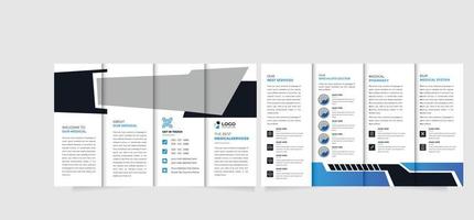 Vierfache Broschüren-Designvorlage für Medizin und Krankenhaus, moderne Cover-Broschüren-Flyer-Designvorlage vektor