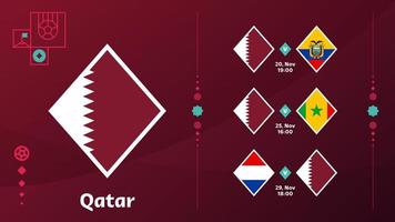 Die Katar-Nationalmannschaft plant Spiele in der Endphase der 22. Fußball-Weltmeisterschaft. vektorillustration der weltfußball 22 spiele. vektor