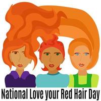 national love your red hair day, idee für poster, banner, flyer oder postkarte vektor