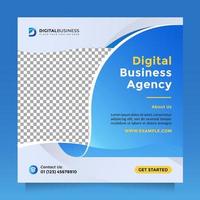 kreative idee digital business agentur vorlage social media post und banner. Vektordesign quadratische Bannerwerbung mit moderner blauer Farbe vektor