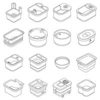 Fußbad-Symbole setzen Vektorumrisse vektor