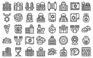 Israel-Symbole setzen Umrissvektor. flugzeug jubiläum vektor