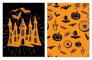 halloween-symbole handgezeichnete illustrationen vektor