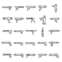 Symbole für Silikonkartuschenpistolen setzen Umrissvektor. Kleberbauer vektor