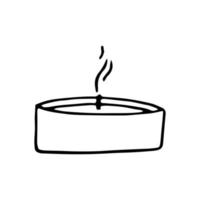 Kerze in einem Glas handgezeichnet im Doodle-Stil. symbol, aufkleber, dekorelement vektor
