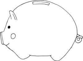Sparschwein-Symbol, Aufkleber. skizzieren Sie handgezeichneten Doodle-Stil. monochromer Minimalismus. Schwein, Geld, Münzen finanzieren Einsparungen vektor