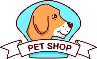 pet shop.dog beagle tier. cartoon character.icon Websites Tierkliniken. Flacher Vektor der Strichzeichnungen.
