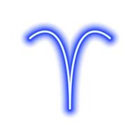 blaues neonsternzeichen widder auf weiß. Vorhersagen, Astrologie, Horoskop. vektor