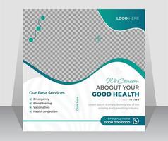 Moderne Social-Media-Beiträge für medizinische Gesundheitsdienste und quadratisches Flyer-Vorlagendesign für Web-Banner-Werbung vektor