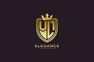 Initial vl elegantes Luxus-Monogramm-Logo oder Abzeichen-Vorlage mit Schriftrollen und Königskrone – perfekt für luxuriöse Branding-Projekte vektor