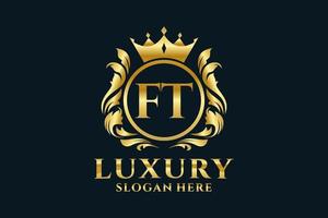 Royal Luxury Logo-Vorlage mit anfänglichem ft-Buchstaben in Vektorgrafiken für luxuriöse Branding-Projekte und andere Vektorillustrationen. vektor