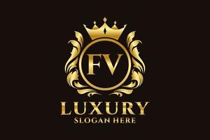 Royal Luxury Logo-Vorlage mit anfänglichem fv-Buchstaben in Vektorgrafiken für luxuriöse Branding-Projekte und andere Vektorillustrationen. vektor