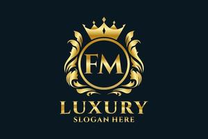 Royal Luxury Logo-Vorlage mit anfänglichem fm-Buchstaben in Vektorgrafiken für luxuriöse Branding-Projekte und andere Vektorillustrationen. vektor