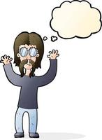 Cartoon-Hippie-Mann winkt mit Gedankenblase vektor