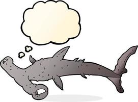 Cartoon-Hammerhai mit Gedankenblase vektor