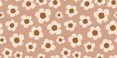 daisy organisk Skära ut abstrakt blommig mönster. beige blommig papper skära former. pastell abstrakt geometrisk blommor sömlös mönster, äng upprepad bakgrund. beige collage design. vektor illustration.