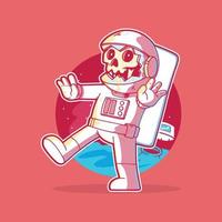 astronaut zombie auf weltraumvektorillustration. lustiges, gruseliges, gruseliges designkonzept. vektor