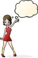 Cartoon-Partygirl mit Gedankenblase vektor