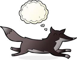 karikatur laufender wolf mit gedankenblase vektor
