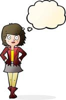 Cartoon-Mädchen in Jacke mit Gedankenblase vektor