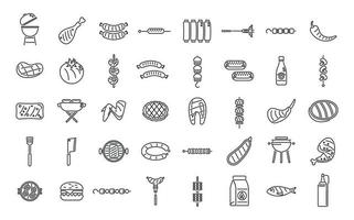 grillad mat ikoner uppsättning översikt vektor. amerikan kokta vektor