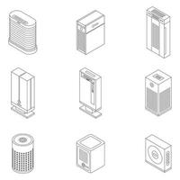 Symbole für Luftreiniger setzen Vektorumrisse vektor