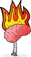 Cartoon-Gehirn in Flammen vektor