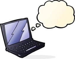 Cartoon-Laptop-Computer mit Gedankenblase vektor