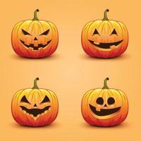 uppsättning av söt och skrämmande halloween pumpor. höst Semester vektor illustration