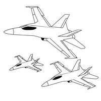 f18 jet kämpe svart och vit vektor design