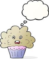 tecknad serie stor muffin med trodde bubbla vektor