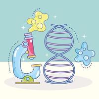 vetenskapsmikroskop DNA-molekyl genetiskt forskningslaboratorium vektor