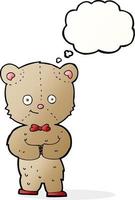 tecknad serie teddy Björn med trodde bubbla vektor