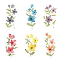 färgglada vilda blommor akvarell samling vektor