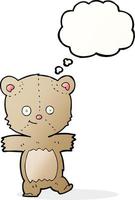 tecknad serie rolig teddy Björn med trodde bubbla vektor
