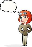 Cartoon-Fliegerfrau mit Gedankenblase vektor