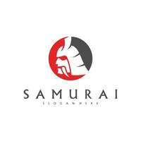 Samurai-Kopf-Logo-Design-Vektor. Samurai-Krieger-Logo-Vorlage vektor