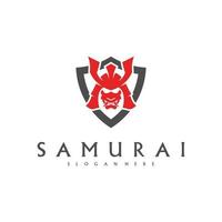 Samurai-Kopf-Logo-Design-Vektor. Samurai-Krieger-Logo-Vorlage vektor